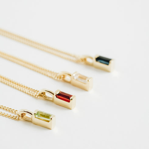 Mini Baguette Diamond Pendant Charm in Yellow Gold